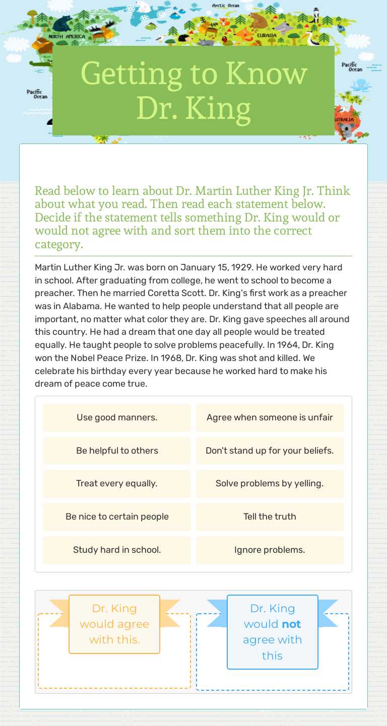 Getting to Know Dr. King Grade 4 worksheet preview