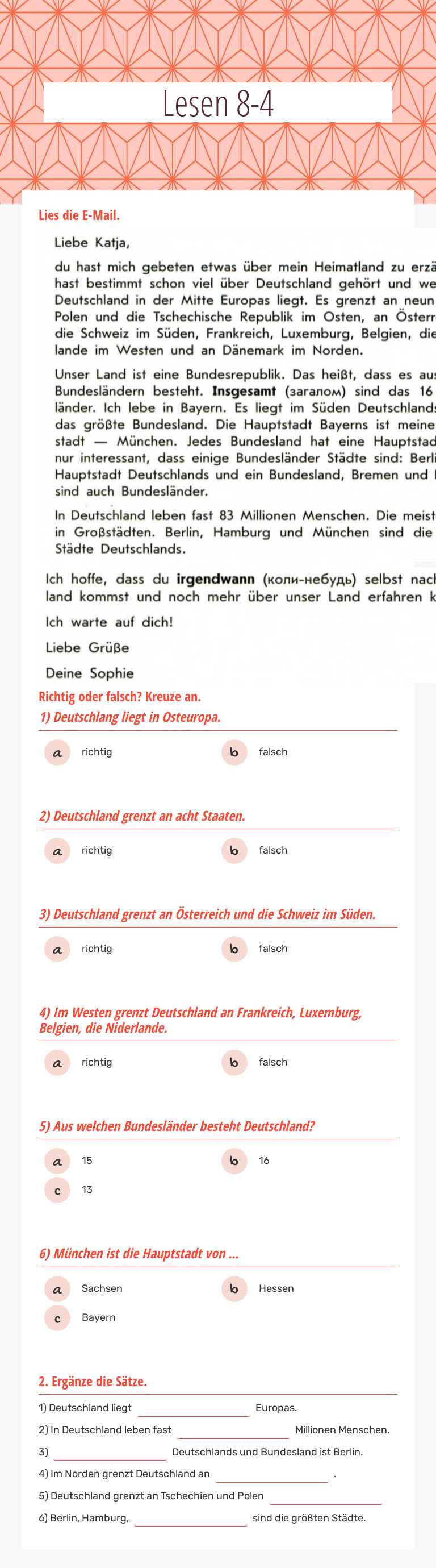 Lesen  8-4 worksheet preview image