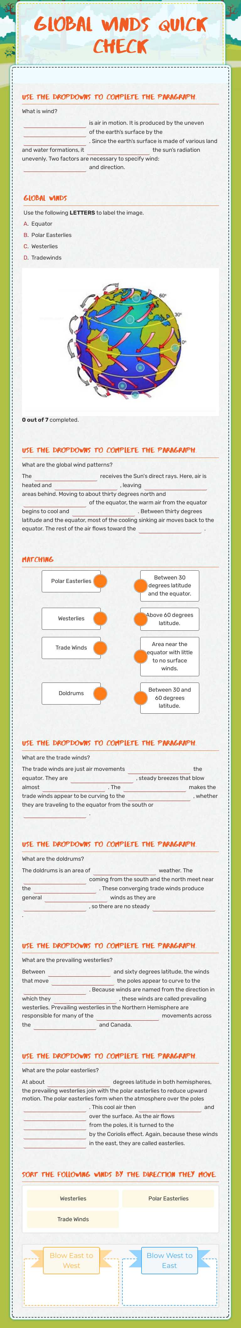 Global Winds Quick Check worksheet preview image