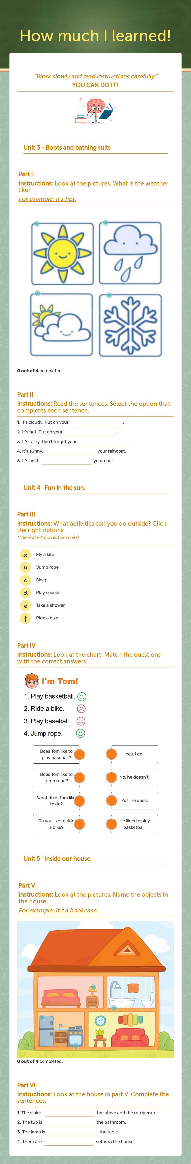 How much I learned! worksheet preview image