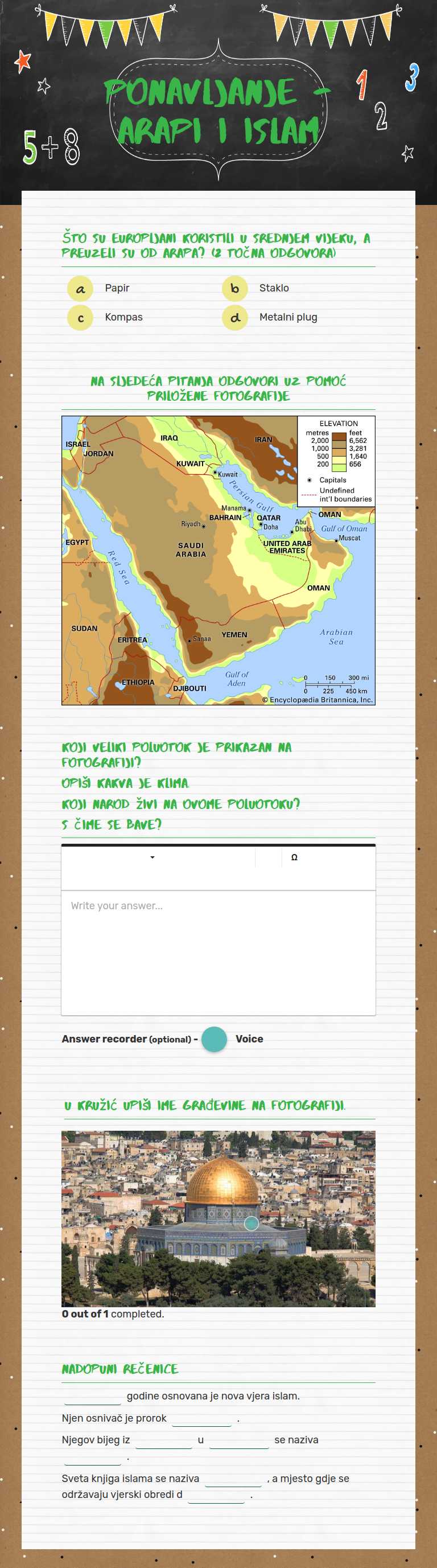 Ponavljanje - ARAPI I ISLAM worksheet preview image