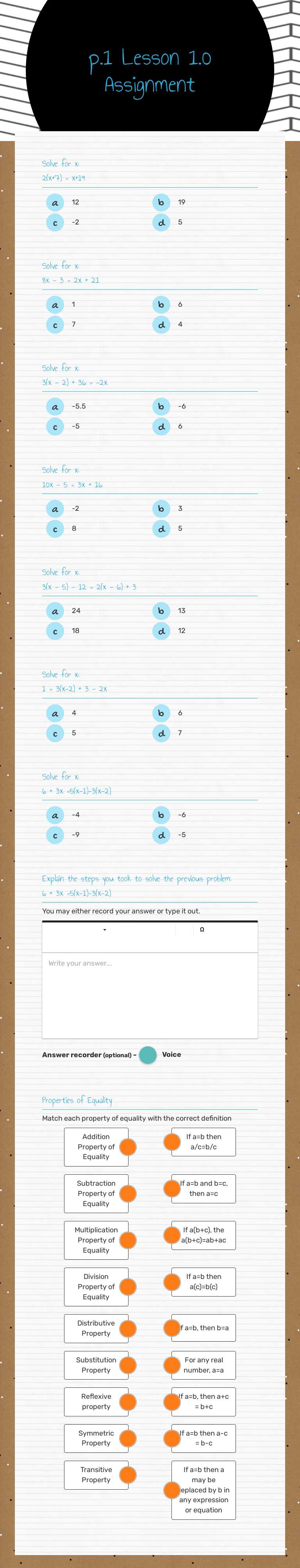 p.1 
Lesson 1.0 
Assignment Grade 8 worksheet preview
