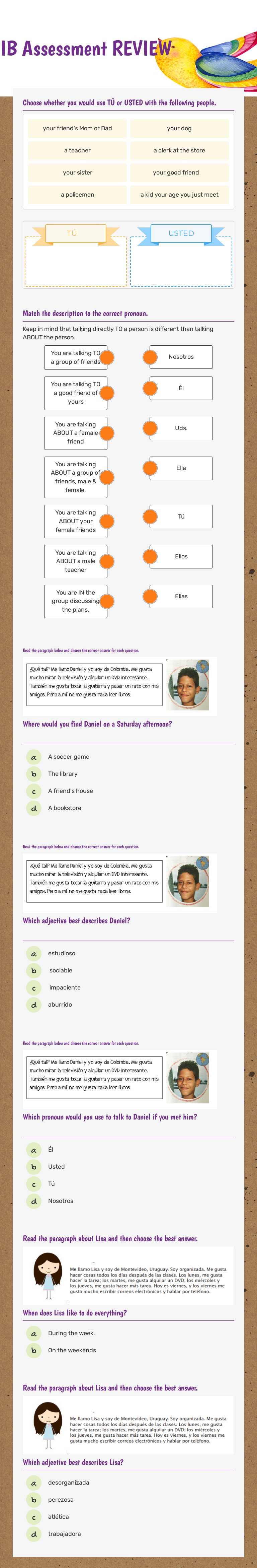 IB Assessment REVIEW worksheet preview image