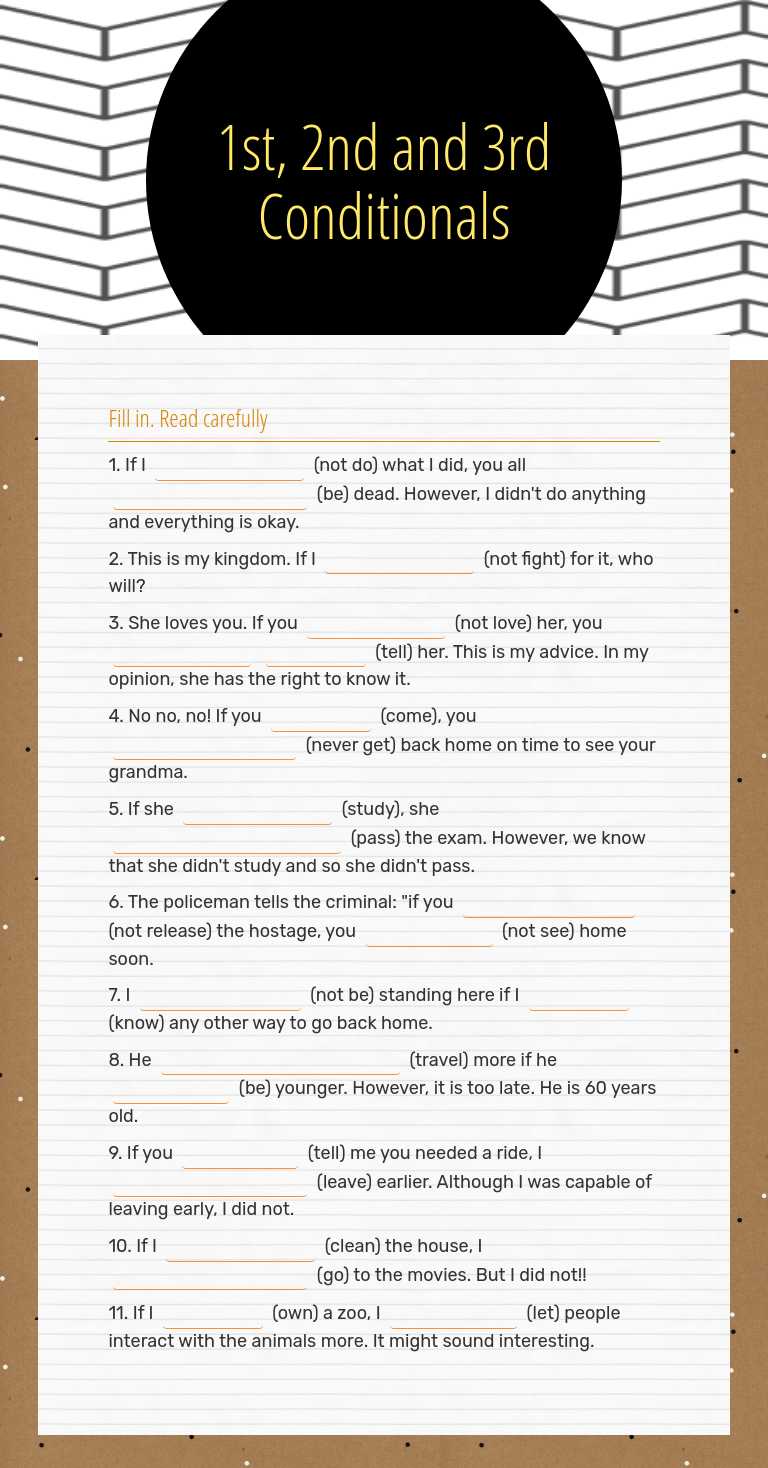 1st, 2nd and 3rd Conditionals worksheet preview image