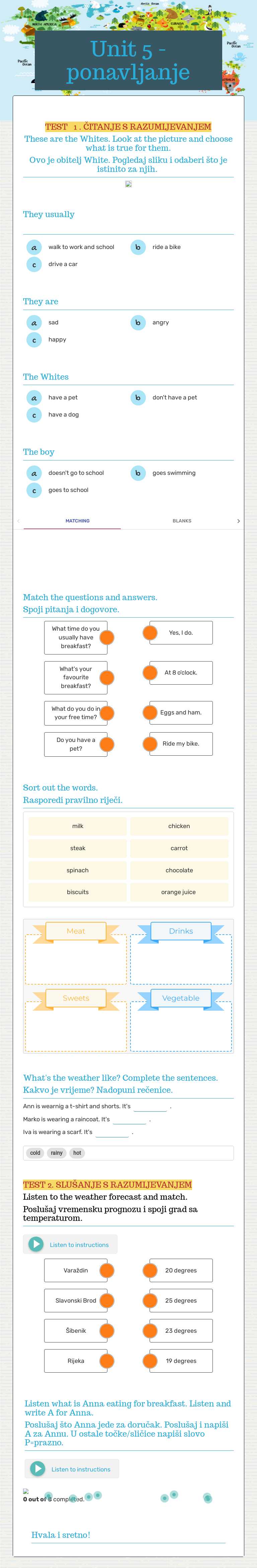 Unit 5 -ponavljanje worksheet preview image