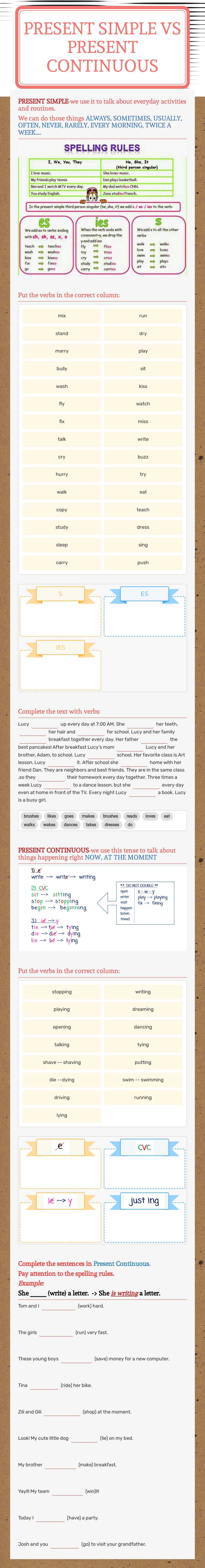 Master Present Simple vs. Continuous verb tenses! Practice actions now ...