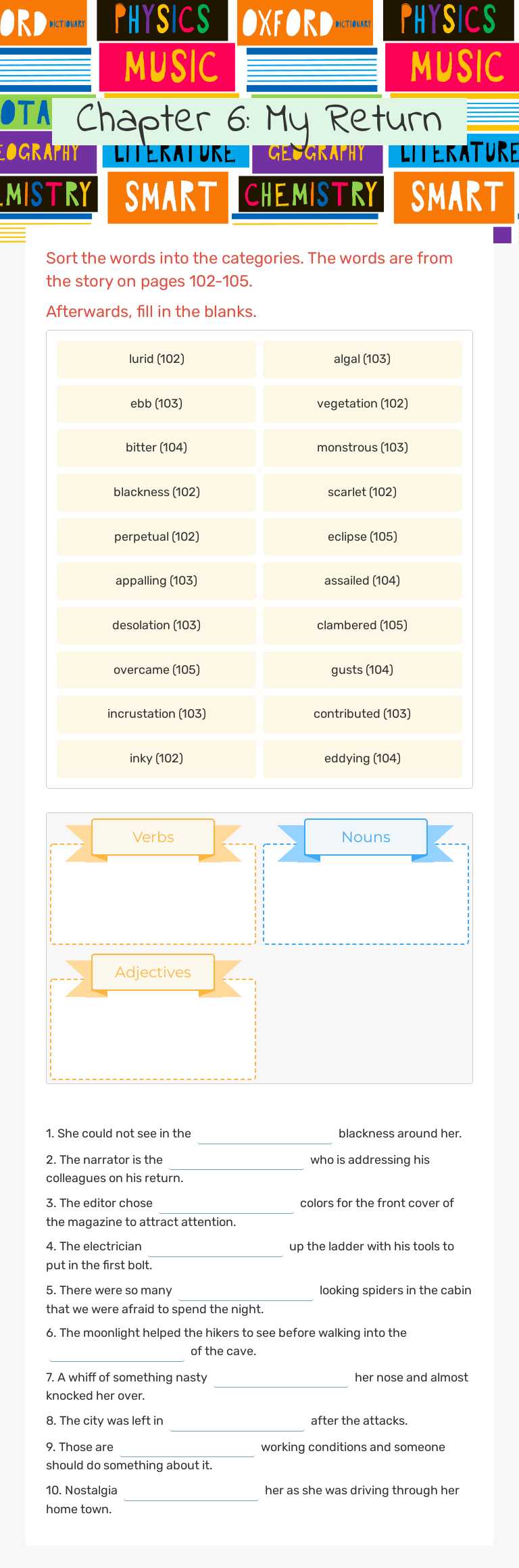 Chapter 6:            My Return worksheet preview image