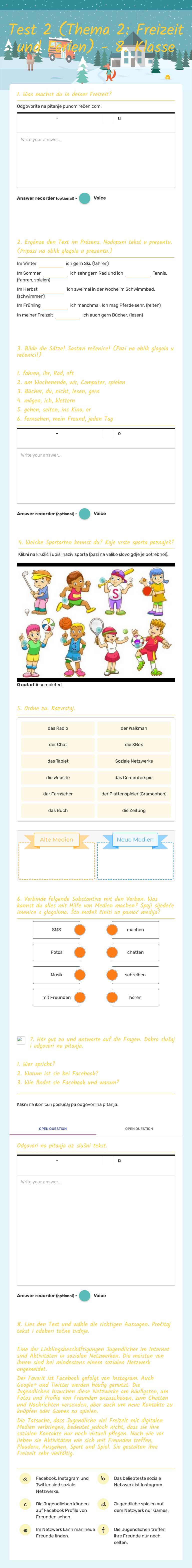Test 2 (Thema 2: Freizeit und Ferien)
- 8. Klasse worksheet preview image