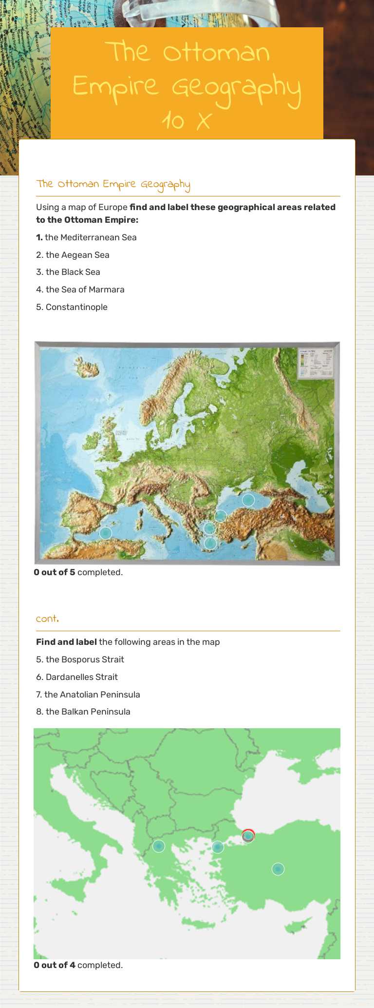 The Ottoman Empire Geography 10 X worksheet preview image