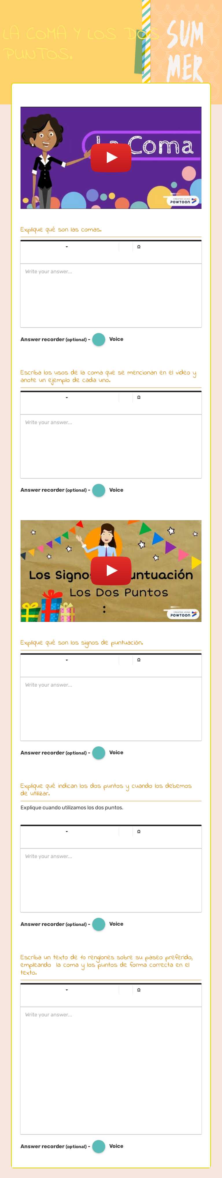 LA COMA Y LOS DOS PUNTOS. worksheet preview image