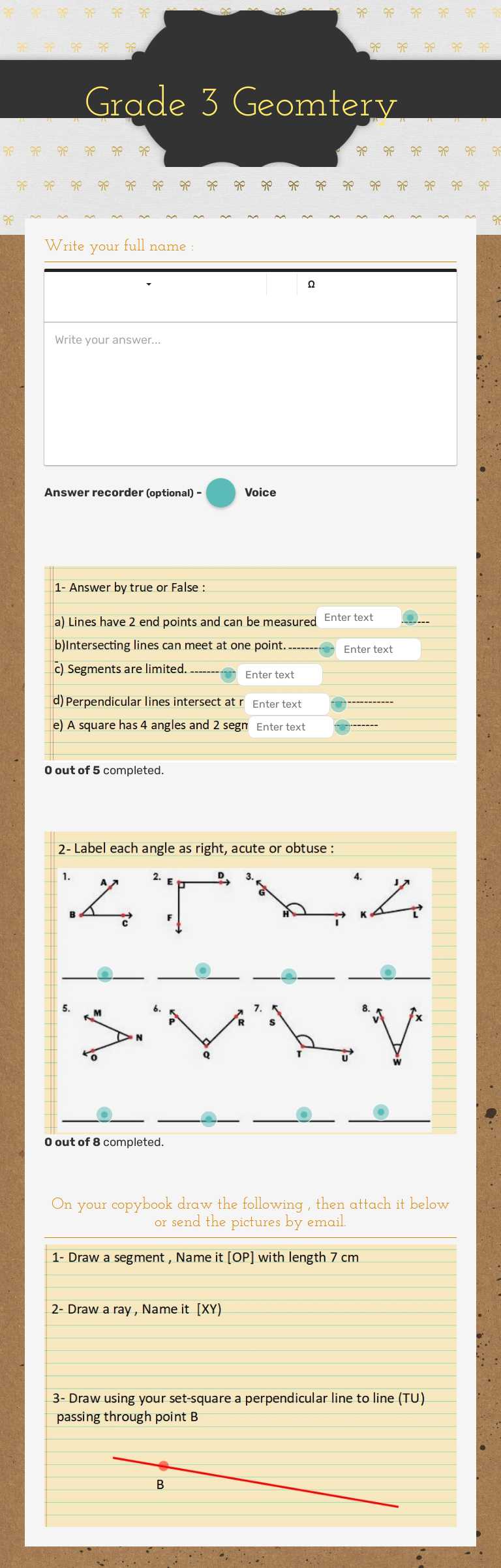 Grade 3 
Geomtery worksheet preview image