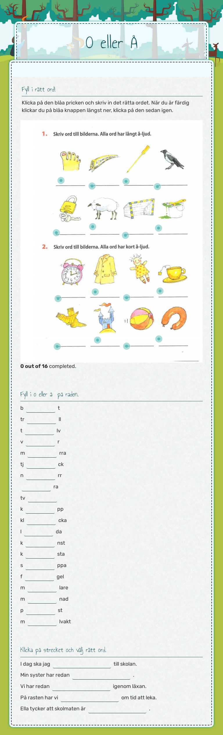 O eller Å worksheet preview image