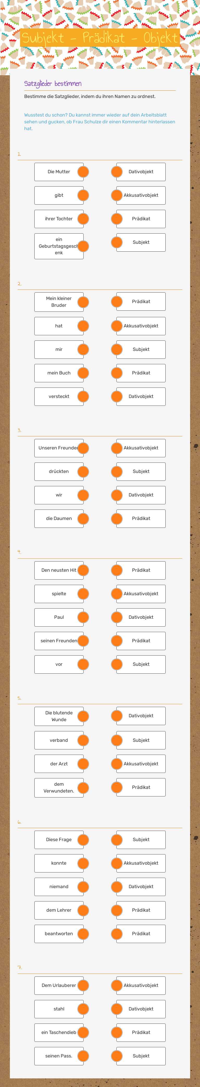 Subjekt - Prädikat - Objekt worksheet preview image