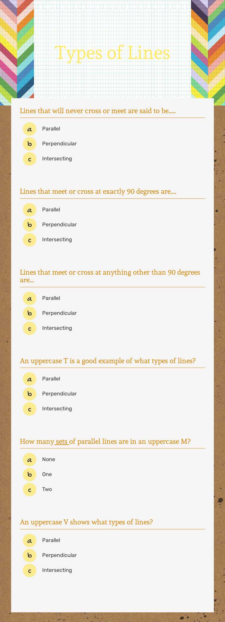 Types of Lines Grade 4 worksheet preview