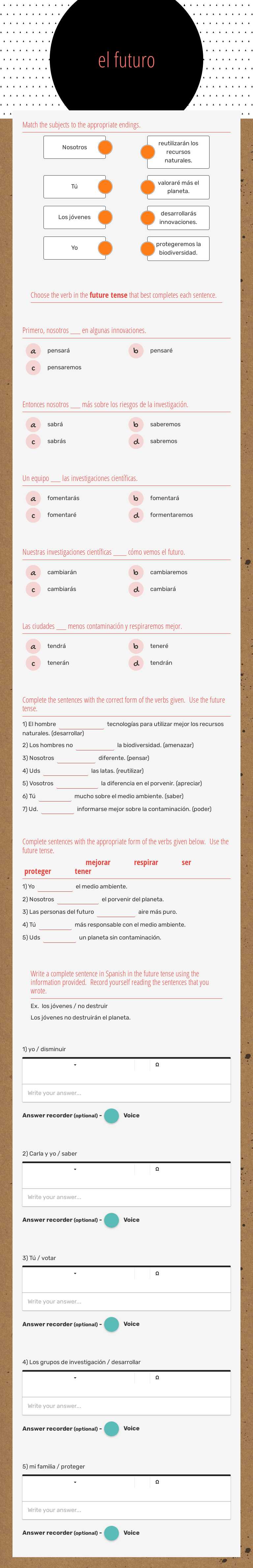 el 
futuro worksheet preview image