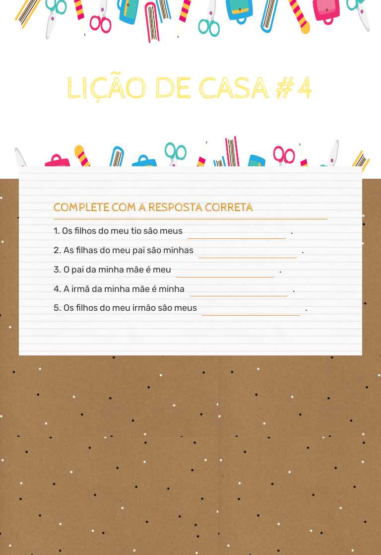 LIÇÃO DE CASA #4 worksheet preview image