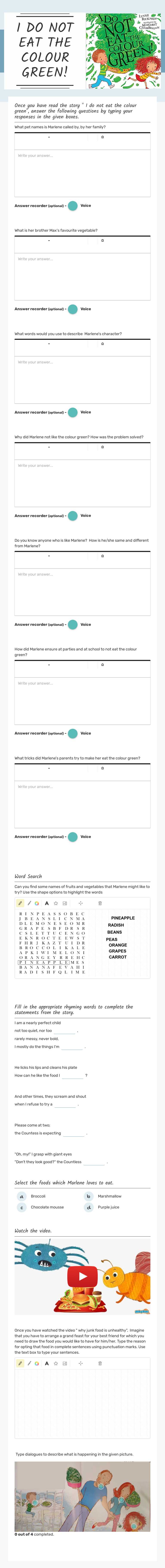 I DO NOT EAT THE COLOUR GREEN! Preschool worksheet preview