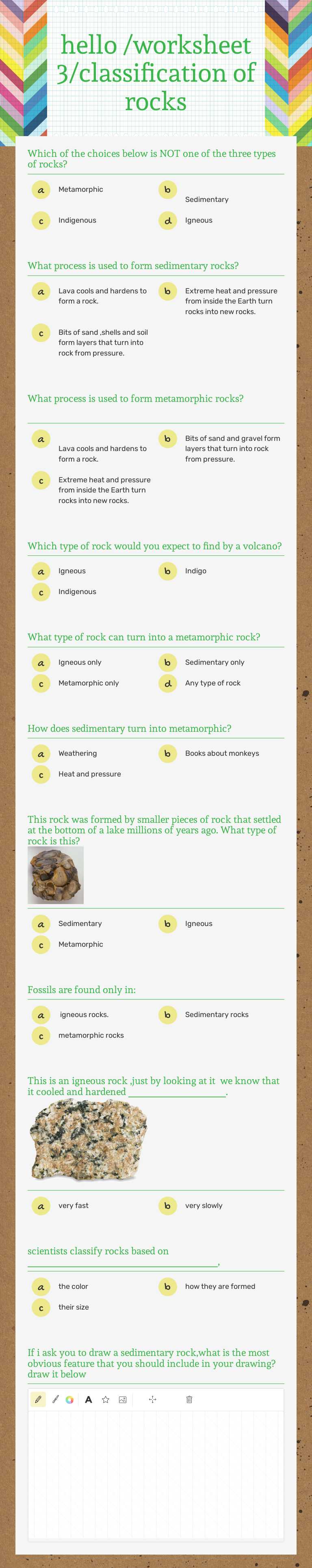 hello /worksheet 3/classification of rocks worksheet preview image
