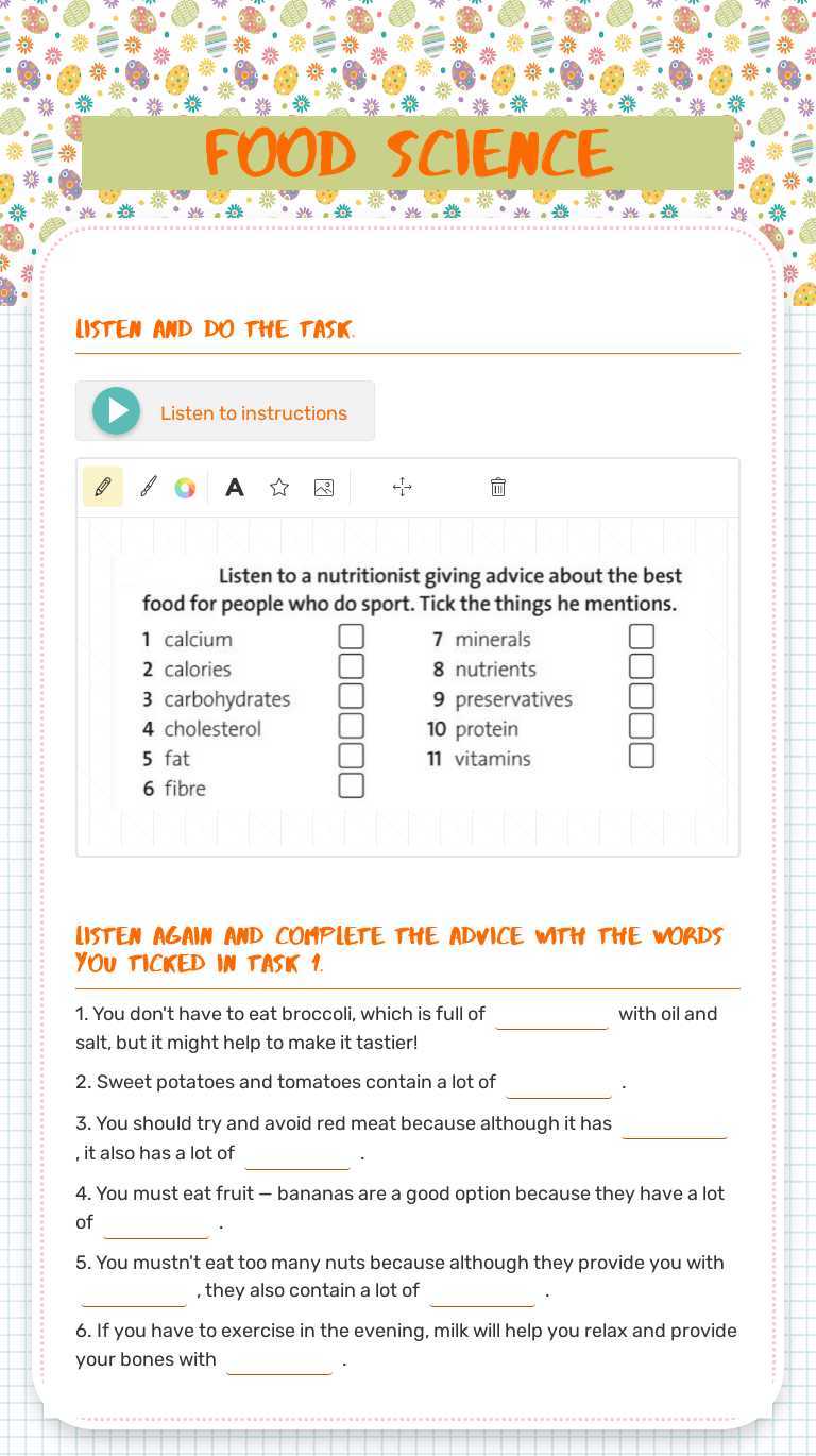 food science worksheet preview image
