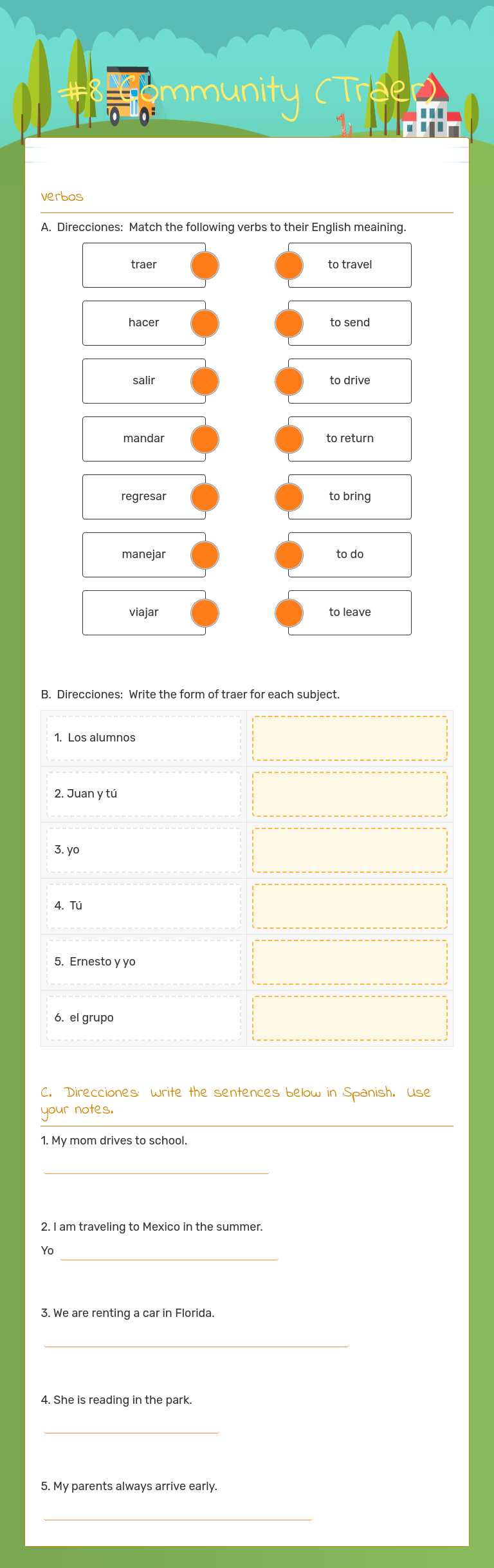 #8 Community (Traer) worksheet preview image
