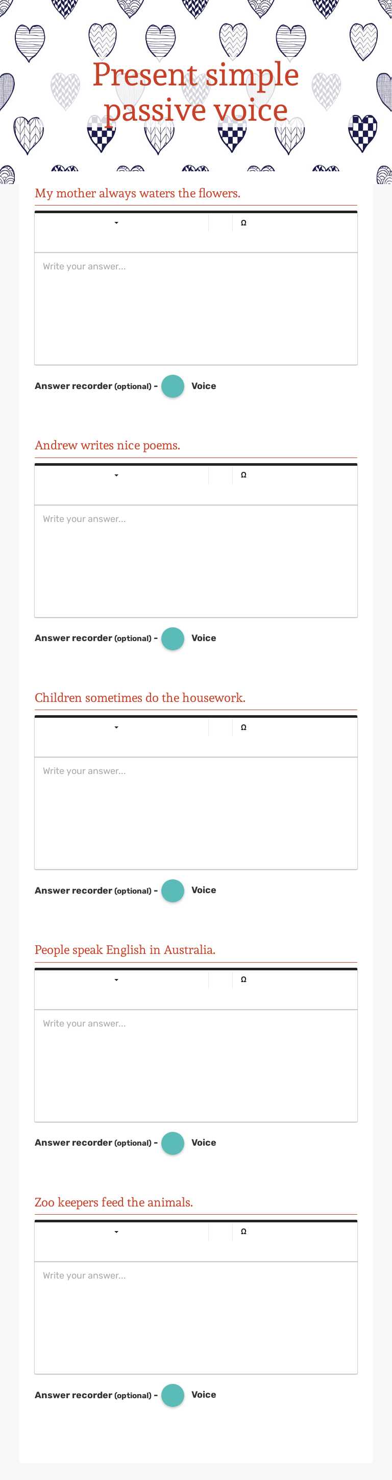 Present simple passive voice worksheet preview image