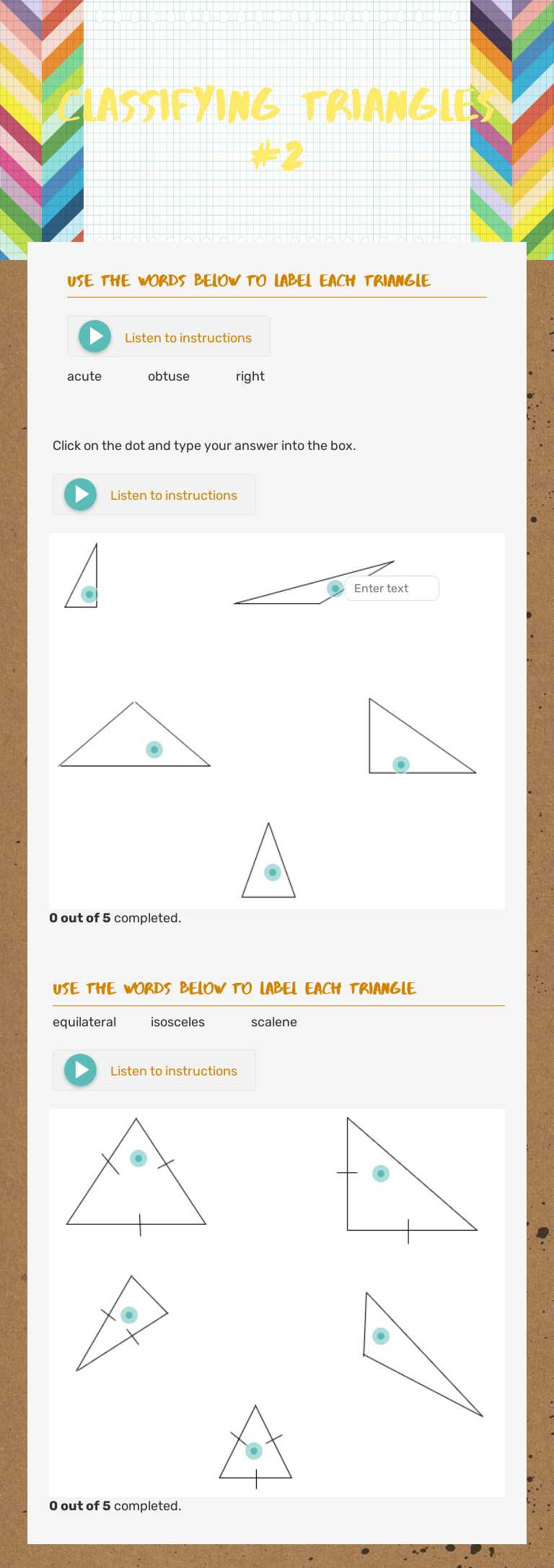 classifying triangles #2 Grade 5 worksheet preview