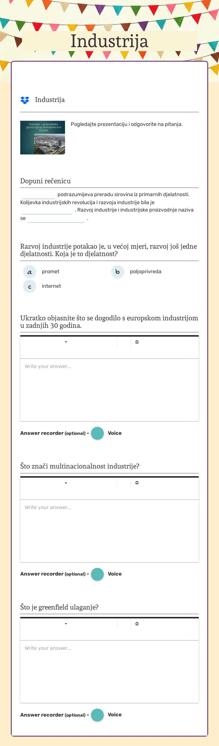 Industrija worksheet preview image