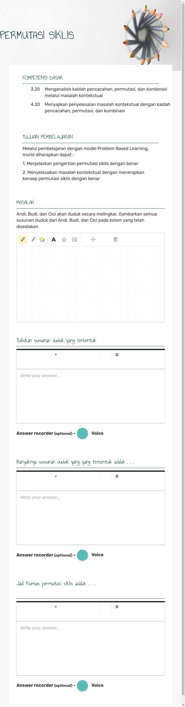 PERMUTASI SIKLIS worksheet preview image