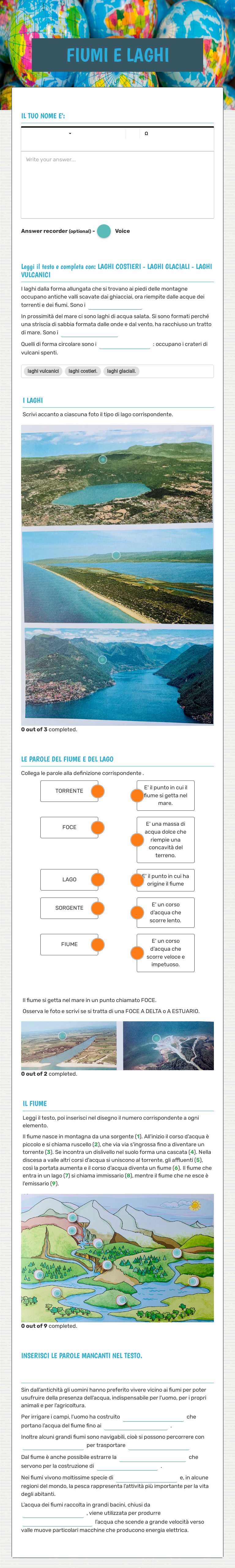 FIUMI E LAGHI worksheet preview image