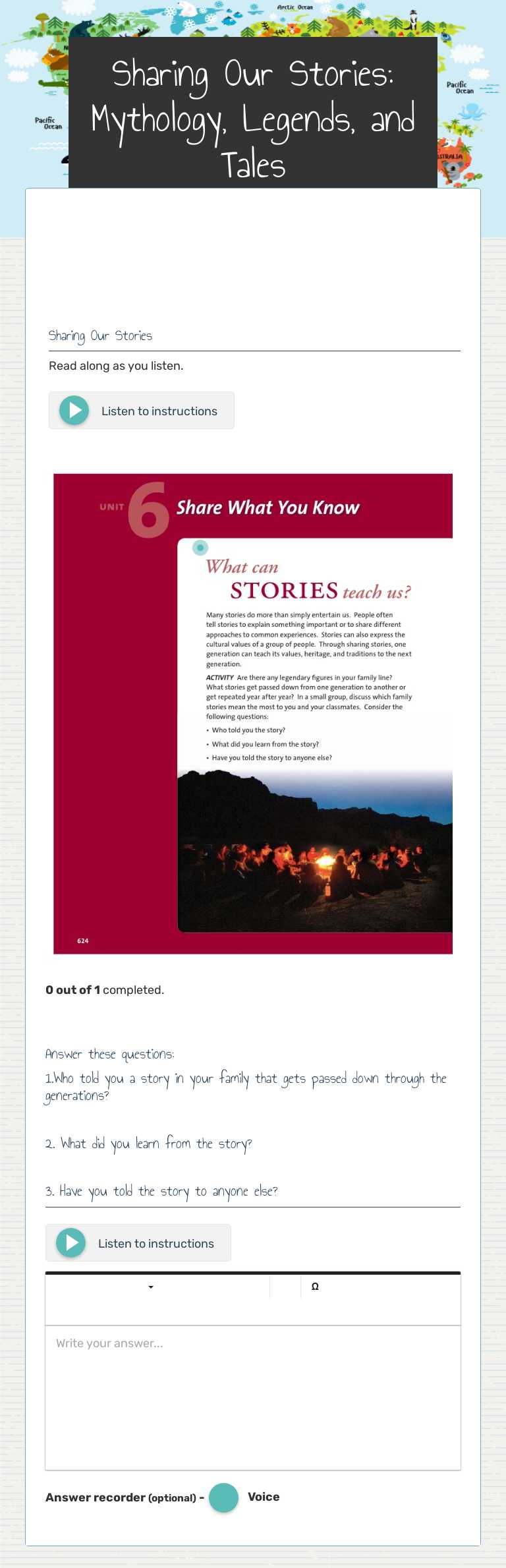 Sharing Our Stories: Mythology, Legends, and Tales Grade 7 worksheet preview