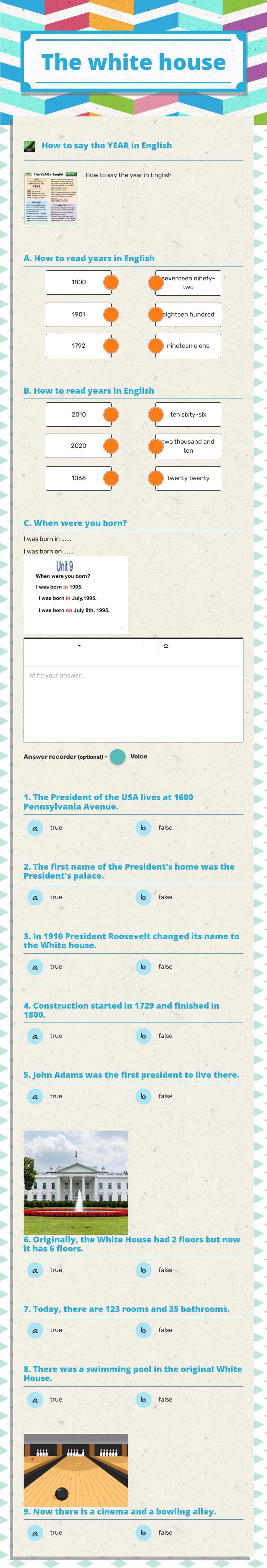 The white house worksheet preview image
