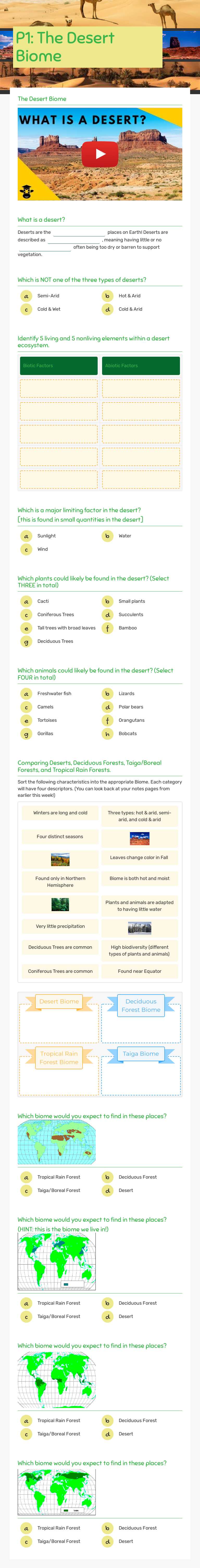 P1: The Desert Biome worksheet preview image