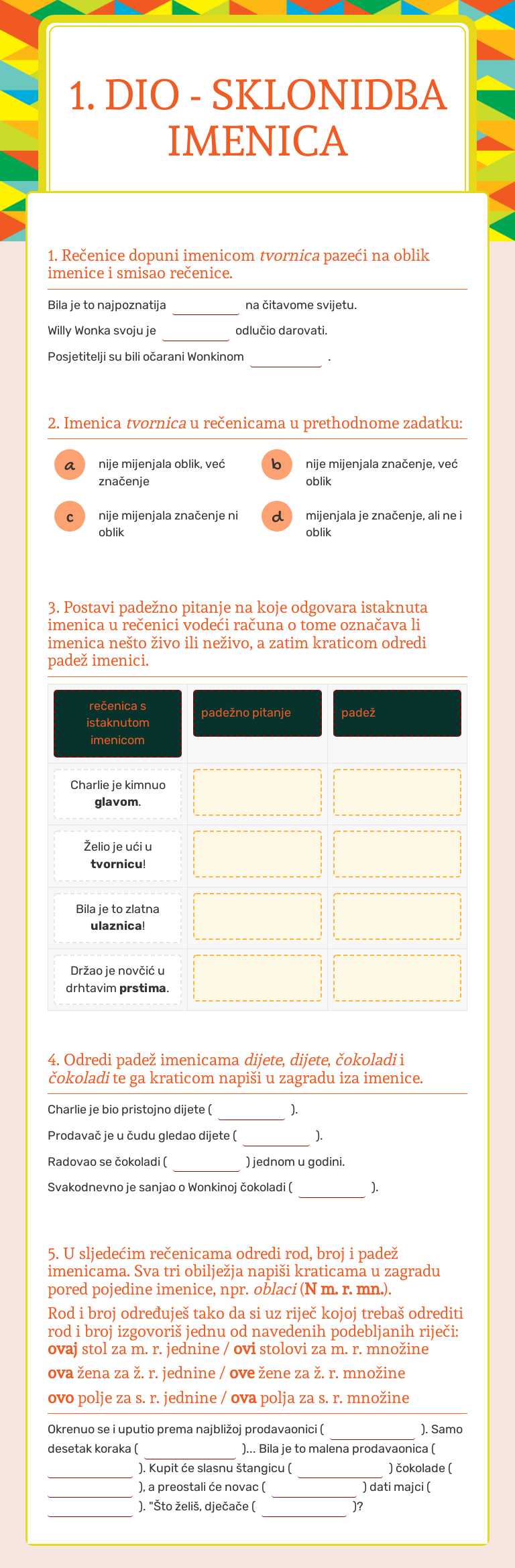 1. dio - Sklonidba imenica worksheet preview image