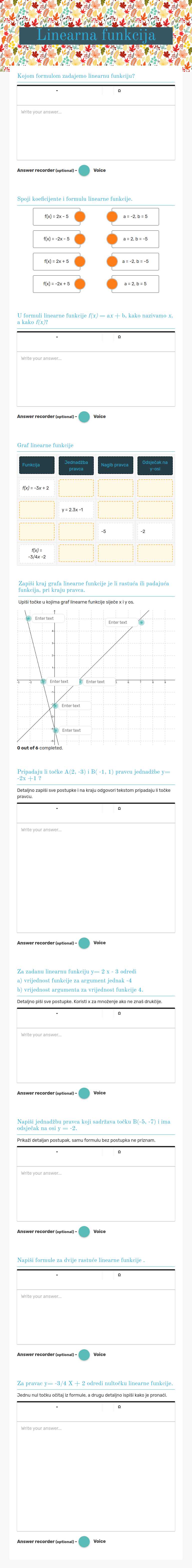 Linearna funkcija worksheet preview image