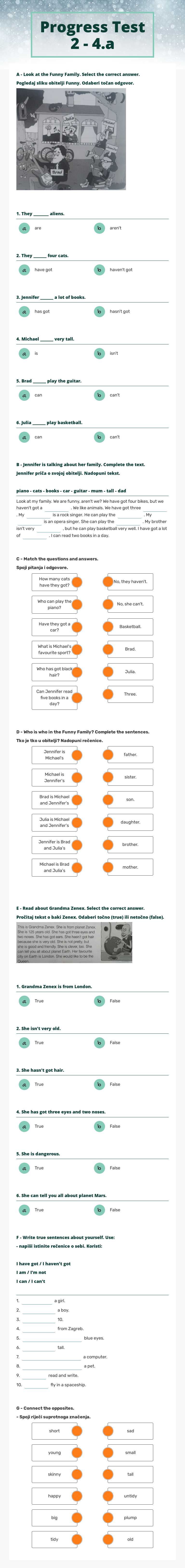 Progress Test 2 - 4.a worksheet preview image