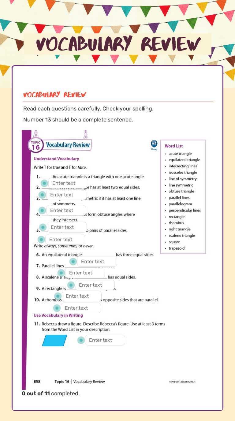 Vocabulary Review worksheet preview image