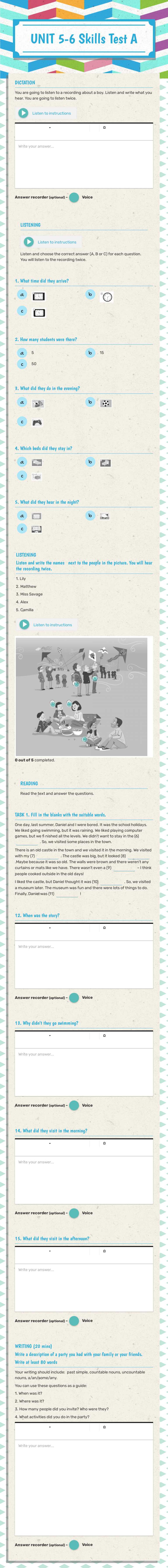 UNIT 5-6
Skills Test A Grade 6 worksheet preview