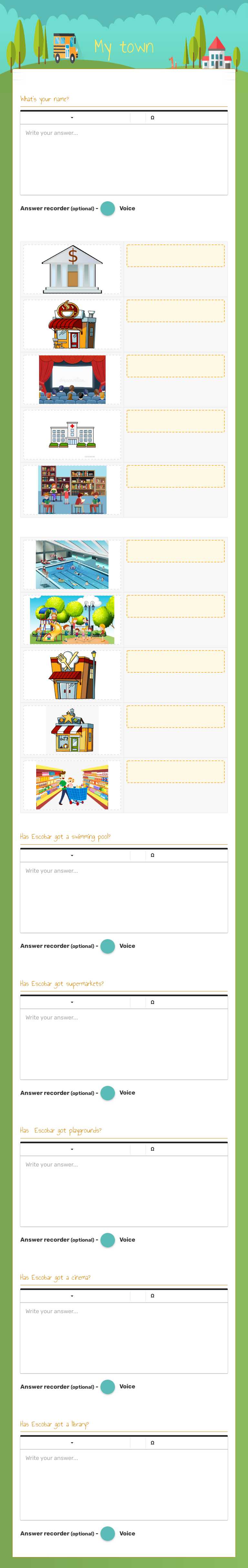 My town worksheet preview image
