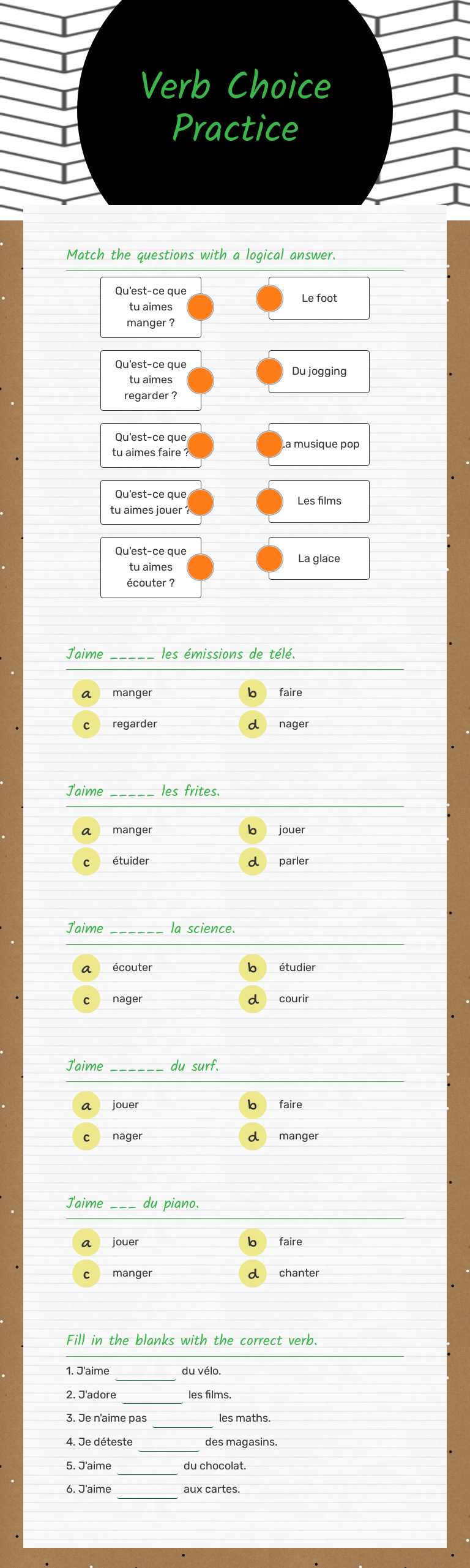 Verb Choice Practice worksheet preview image