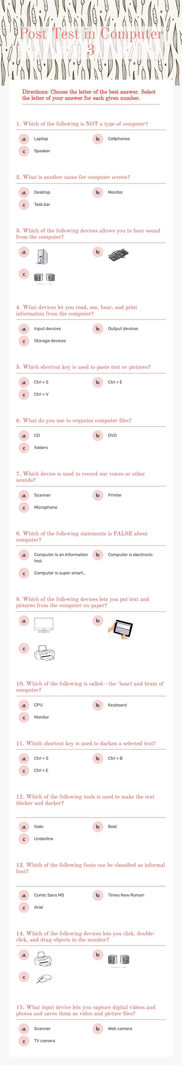 Post Test in
Computer 3 worksheet preview image