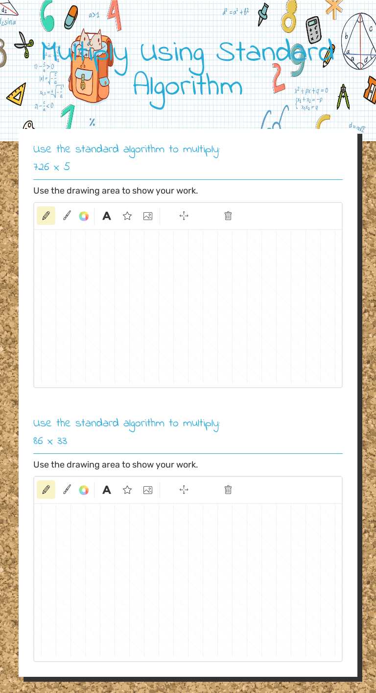 Multiply Using Standard Algorithm worksheet preview image
