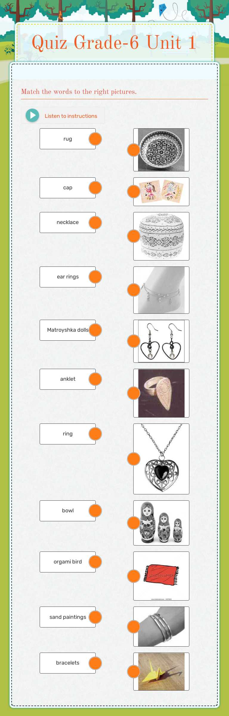 Quiz  Grade-6 Unit 1 worksheet preview image