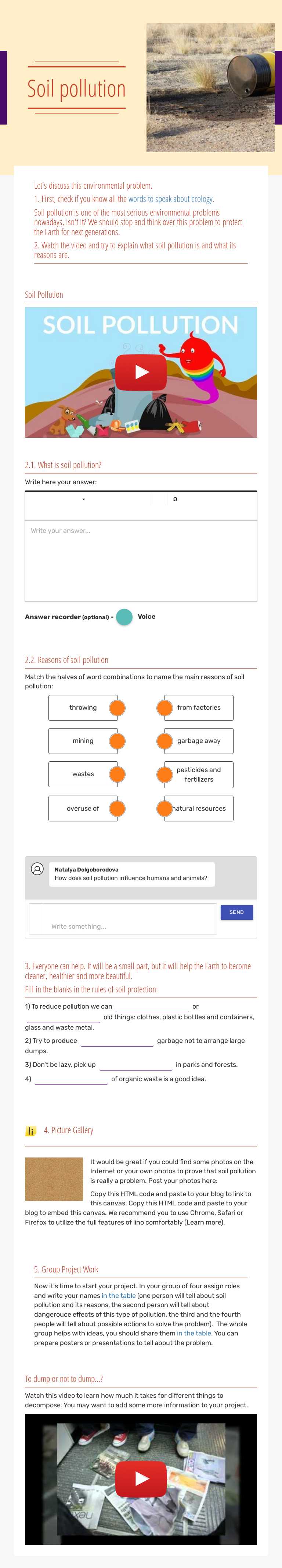 Soil pollution worksheet preview image