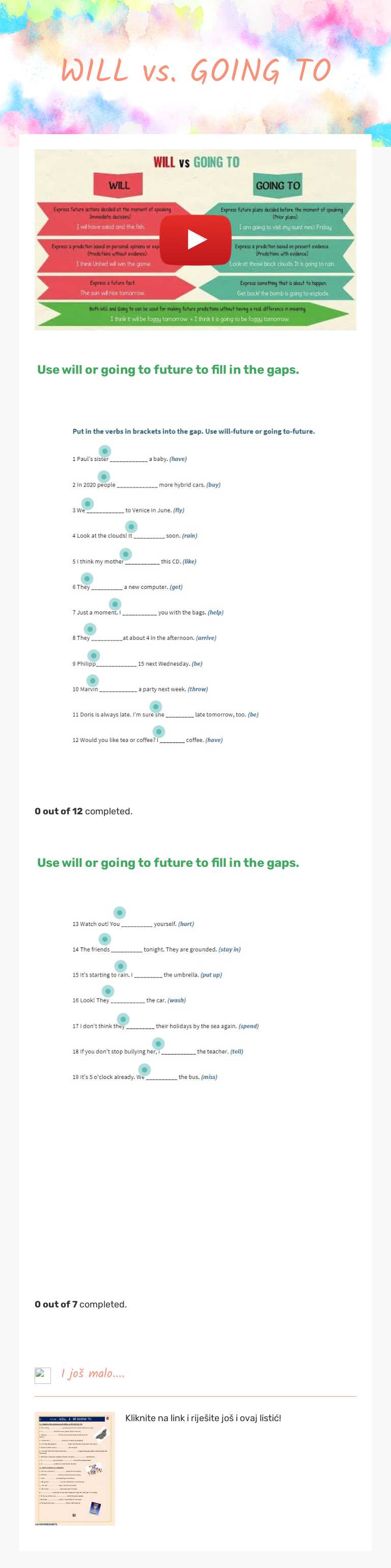 WILL vs. GOING TO worksheet preview image