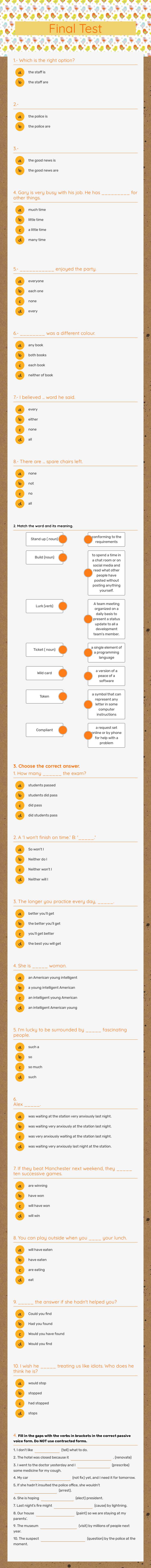 Final  Test worksheet preview image