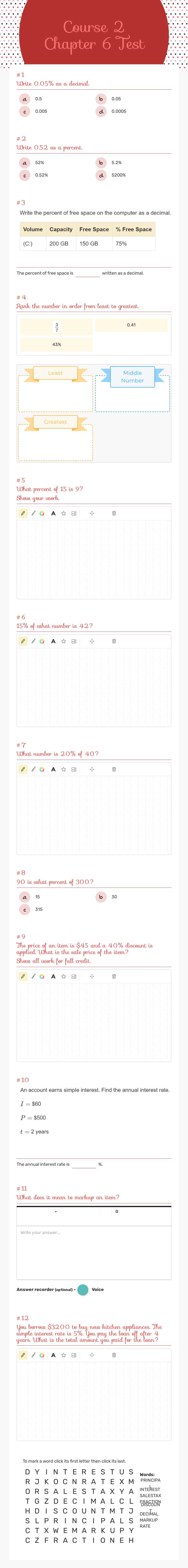 Course 2
Chapter 6 Test Grade 8 worksheet preview