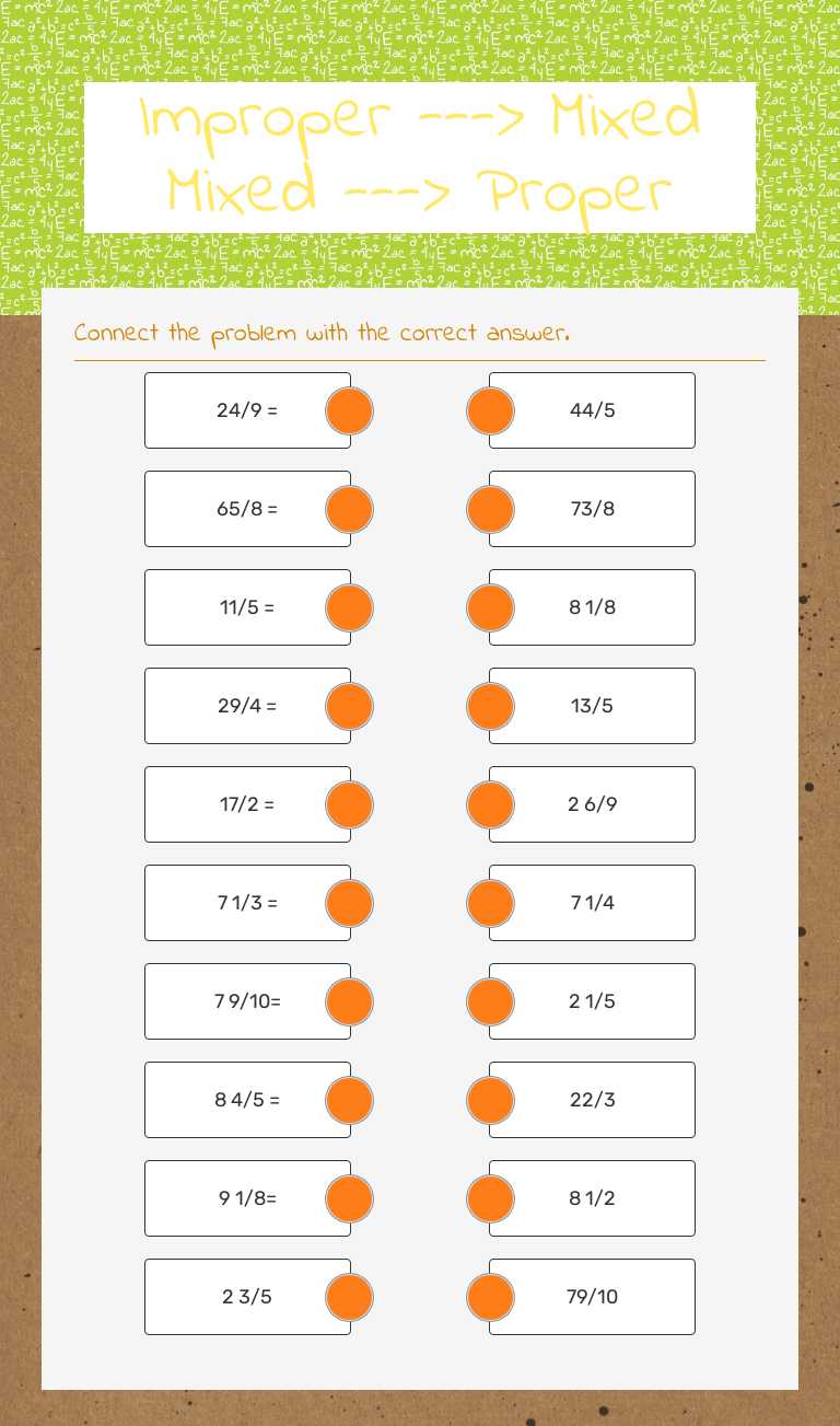 Improper ---> Mixed Mixed ---> Proper worksheet preview
