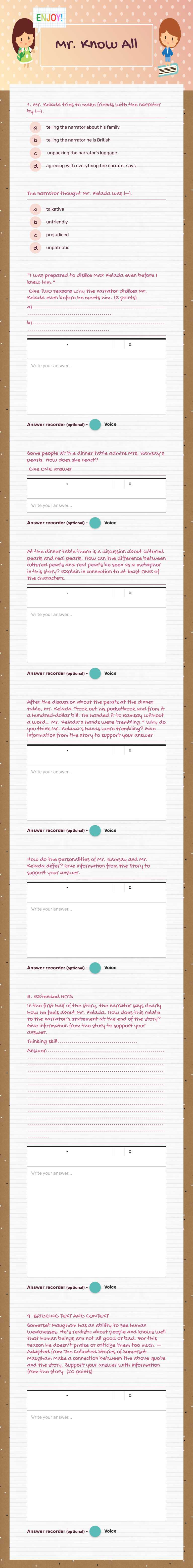 Mr. Know All worksheet preview image
