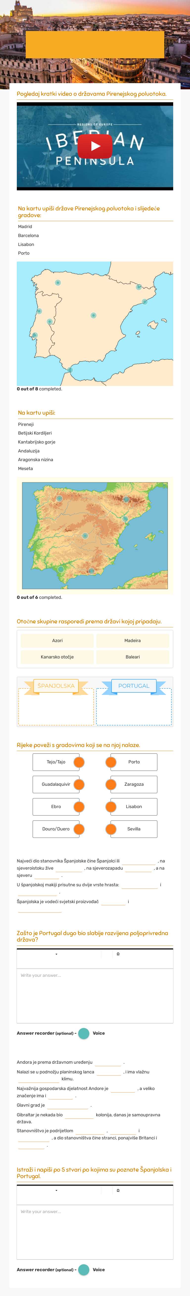 Pirenejske države worksheet preview image