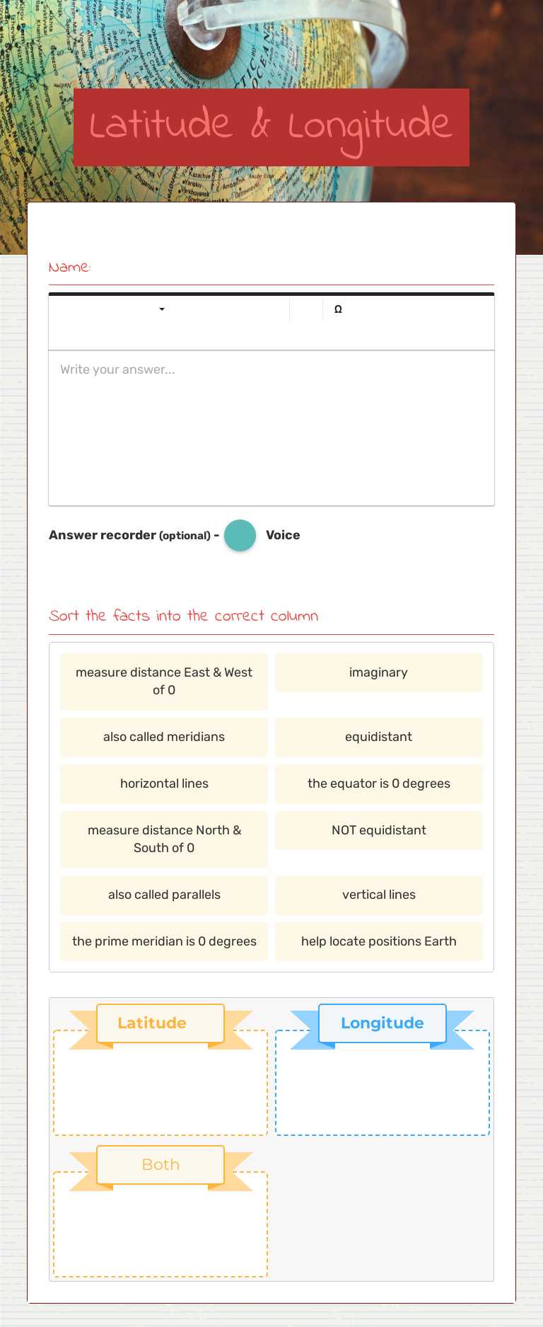 Latitude & Longitude worksheet preview image
